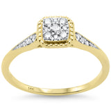 <span style="color:purple">SPECIAL!</span> .18ct G SI 14K Yellow Gold Square Diamond Engagement Ring Size 6.5