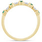 .28ct G SI 14K Yellow Gold Diamond & Emerald Band Ring Size 6.5