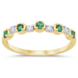 <span style="color:purple">SPECIAL!</span> .28ct G SI 14K Yellow Gold Diamond & Emerald Band Ring Size 6.5