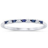 .15ct G SI 14K White Gold Diamond & Blue Sapphire Band Ring Size 6.5