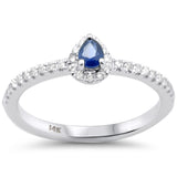 <span style="color:purple">SPECIAL!</span> .34ct G SI 14K White Gold Diamond & Blue Sapphire Ring Size 6.5
