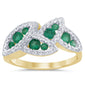 <span style="color:purple">SPECIAL!</span> .74ct G SI 14K Yellow Gold Diamond & Emerald Gemstone Band Ring Size 6.5