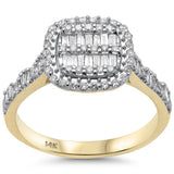 <span style="color:purple">SPECIAL!</span> .48cts G SI 14K Yellow Gold Round & Baguette Diamond Engagement Ring Size 6.5