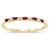 .16ct G SI 14K Yellow Gold Diamond & Ruby Gemstones Band Ring Size 6.5
