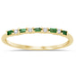.09ct G SI 14K Yellow Gold Diamond & Emerald Gemstones Band Ring Size 6.5
