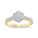 .43ct G SI 14K Two Tone Gold Diamond Flower Engagement Ring Size 6.5