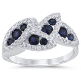 .86ct G SI 14K White Gold Diamond & Blue Sapphire Gemstones Band Ring Size 6.5