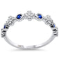 .35ct G SI 14K White Gold Diamond & Blue Sapphire Gemstones Band Ring Size 6.5