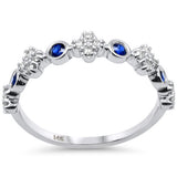 <span style="color:purple">¡ESPECIAL!</span> Anillo de banda de oro blanco de 14K con diamantes de .36ct G SI y gemas de zafiro azul, talla 6.5