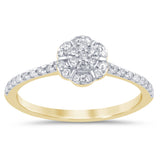 <span style="color:purple">¡ESPECIAL!</span> Anillo con forma de flor de diamante redondo de oro amarillo de 14 quilates, .28 ct G SI, talla 6.5