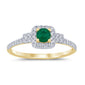 <span style="color:purple">SPECIAL!</span>.40ct G SI 14K Yellow Gold Diamond & Emerald Gemstones Engagement Ring Size 6.5