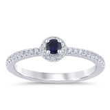 .31ct G SI 14K White Gold Diamond Blue Sapphire Gemstones Ring Size 6.5