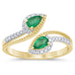 <span style="color:purple">SPECIAL!</span> .48ct G SI 14K Yellow Gold Diamond & Emerald Gemstone Wrap Around Ring Size 6.5