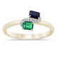 .50ct G SI 14K Yellow Gold Diamond, Emerald & Blue Sapphire Gemstones Ring Size 6.5