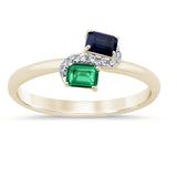 .50ct G SI 14K Yellow Gold Diamond, Emerald & Blue Sapphire Gemstones Ring Size 6.5