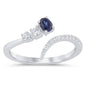 <span style="color:purple">SPECIAL!</span> .42ct G SI 14K White Gold Diamond & Blue Sapphire Gemstone Open Ring Size 6.5