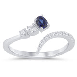 <span style="color:purple">SPECIAL!</span> .42ct G SI 14K White Gold Diamond & Blue Sapphire Gemstone Open Ring Size 6.5