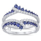 <span style="color:purple">SPECIAL!</span> 1.15ct G SI 14K White Gold Diamond & Blue Sapphire Double Shank Ring Guard Size 6.5