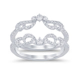 <span style="color:purple">SPECIAL!</span> .55ct G SI 14K White Gold Diamond Double Shank Ring Guard Size 6.5