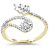 <span style="color:purple">SPECIAL!</span> .35ct G SI 14K Yellow Gold Unique Round & Baguette Diamond Ring Size 6.5