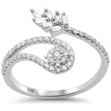 .36ct G SI 14K White Gold Unique Round & Baguette Diamond Ring Size 6.5