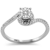 <span style="color:purple">SPECIAL!</span> .34ct G SI 14K White Gold Twisted Round Diamond Engagement Ring Size 6.5