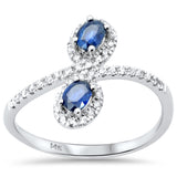 .69ct G SI 14K White Gold Diamond & Blue Sapphire Gemstone Wrap Around Ring Size 6.5