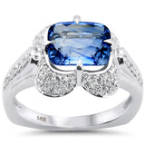 3.36ct G SI 14K White Gold Diamond & Blue Sapphire Gemstone Ring Size 6.5