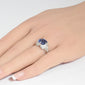 <span style="color:purple">SPECIAL!</span> 3.36ct G SI 14K White Gold Diamond & Blue Sapphire Gemstone Ring Size 6.5