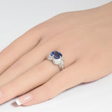 3.36ct G SI 14K White Gold Diamond & Blue Sapphire Gemstone Ring Size 6.5