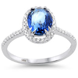 2.39ct G SI 14K White Gold Diamond & Blue Sapphire Gemstone Ring Size 6.5