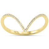 .07ct G SI 14K Yellow Gold Diamond V-Shape Band Ring Size 6.5