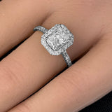 <span style="color:purple">¡ESPECIAL!</span> Anillo de compromiso con diamante radiante de oro blanco de 14K, 1.44ct G SI