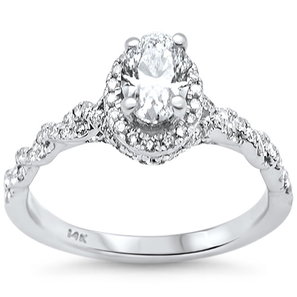 <span style="color:purple">SPECIAL!</span> 1.15ct G SI Center .72ct 14K White Gold Oval Shape Diamond Engagement Ring