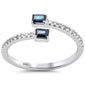 <span style="color:purple">SPECIAL!</span> .46ct G SI 14K White Gold Diamond & Blue Sapphire Gemstones Open Ring Size 6.5