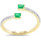 .30ct G SI 14K Yellow Gold Diamond & Emerald Gemstones Open Ring Size 6.5