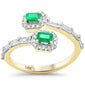 <span style="color:purple">SPECIAL!</span> 1.02ct G SI 14K Yellow Gold Diamond & Emerald Gemstones Open Ring Size 6.5