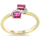 .76ct G SI 14K Yellow Gold Diamond & Ruby Gemstones Wrap Around Ring Size 6.5