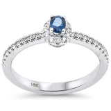 <span style="color:purple">SPECIAL!</span> .45ct G SI 14K White Gold Diamond & Blue Sapphire Gemstones Ring Size 6.5