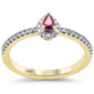 <span style="color:purple">SPECIAL!</span> .37ct G SI 14K Yellow Gold Pear Shape Diamond & Ruby Gemstones Ring Size 6.5