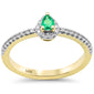 <span style="color:purple">SPECIAL!</span> .28ct G SI 14K Yellow Gold Pear Shape Diamond & Emerald Gemstones Ring Size 6.5