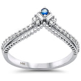 .21ct G SI 14K White Gold Diamond & Blue Sapphire Gemstones Ring Size 6.5