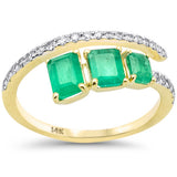 1.44ct G SI 14K Yellow Gold Diamond & Emerald Gemstones Ring Size 6.5