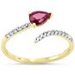 .65ct G SI 14K Yellow Gold Pear Shape diamond & Ruby Gemstones Open Ring Size 6.5