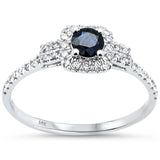 <span style="color:purple">SPECIAL!</span> .48ct G SI 14K White Gold Diamond & Blue Sapphire Gemstones Ring Size 6.5