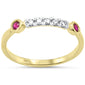 .22ct G SI 14K Yellow Gold Diamond & Ruby Gemstones Band Ring Size 6.5