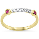 <span style="color:purple">SPECIAL!</span> .22ct G SI 14K Yellow Gold Diamond & Ruby Gemstones Band Ring Size 6.5