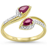 .81ct G SI 14K Yellow Gold Diamond & Ruby Gemstones Wrap Around Ring Size 6.5