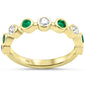 <span style="color:purple">SPECIAL!</span> .51ct G SI 14K Yellow Gold Diamond & Emerald Gemstones Band Ring Size 6.5