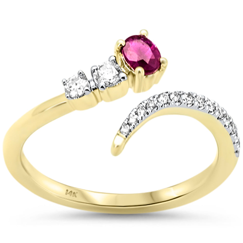 <span style="color:purple">SPECIAL!</span> .41ct G SI 14K Yellow Gold Diamond & Ruby Gemstones Open Ring Size 6.5